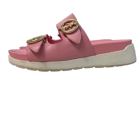 Coach Women’s Pink Double Buckle Sliders Sandazls Sz 6 - Picture 4 of 11